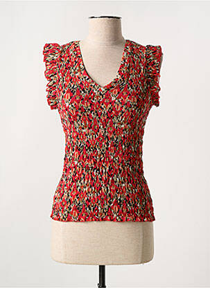 Top stretch manches courtes rouge GARCIA femme