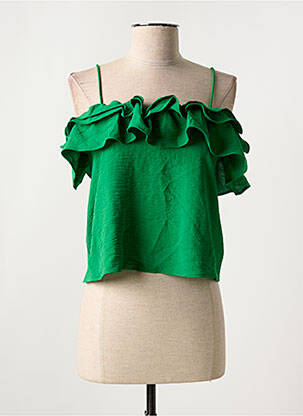 Top tissage crêpe fines bretelles vert COMPAÑIA FANTASTICA femme