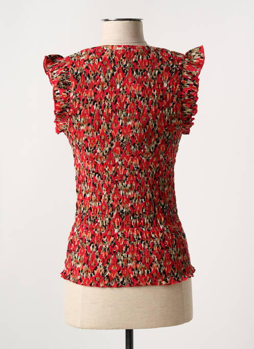 Top stretch manches courtes rouge GARCIA femme