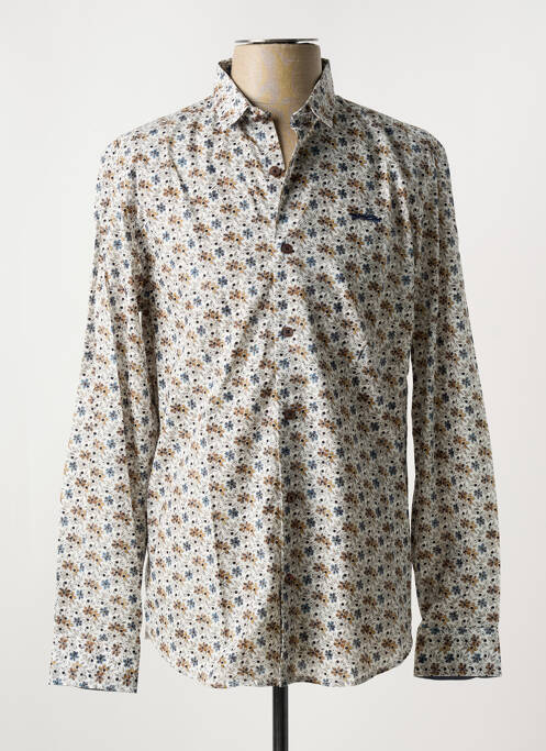 Chemise manches longues marron DELAHAYE pour homme