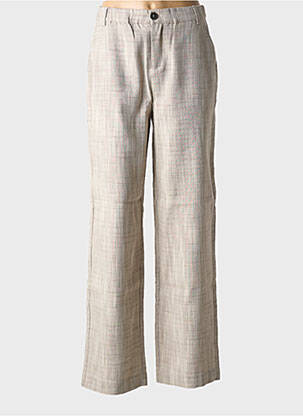 Pantalon droit fermeture zippée sous rabat boutonné taille normale beige CREAM femme