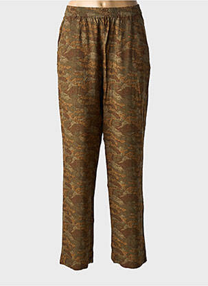 Pantalon droit tissage popeline taille normale vert CREAM femme
