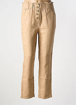 Pantalon droit taille élastique taille normale marron C'EST BEAU LA VIE femme