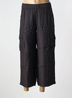 Pantalon 7/8 tissage popeline taille normale noir KAFFE femme