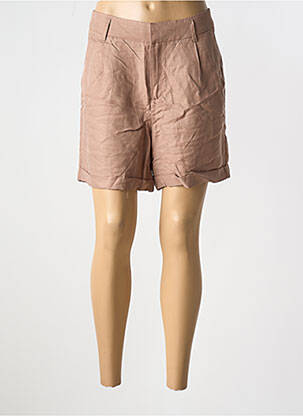 Short fermeture zippée sous rabat avec crochet taille normale marron YAYA femme