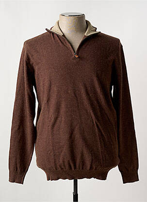 Pull col camionneur manches longues marron YVES ENZO homme