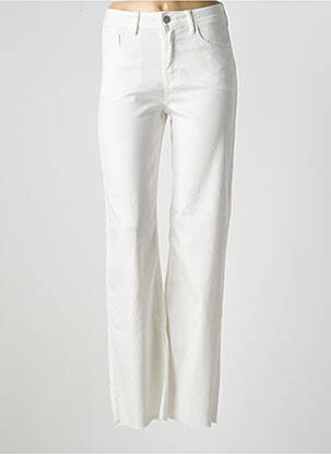 Pantalon droit fermeture zippée sous rabat boutonné blanc ONADO femme