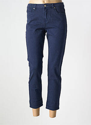Pantalon 7/8 fermeture zippée sous rabat boutonné bleu R.DISPLAY femme