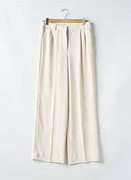 Pantalon droit tissage popeline taille normale beige ORAIJE femme