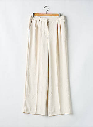 Pantalon droit tissage popeline taille normale beige ORAIJE femme