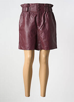 Short fermeture zippée sous rabat boutonné taille haute rouge GRACE & MILA femme