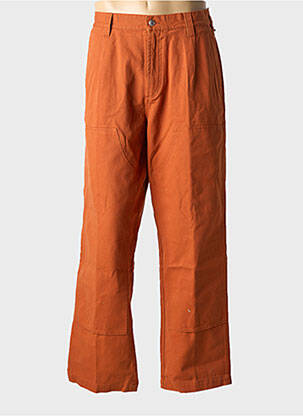 Jeans coupe large fermeture zippée sous rabat boutonné taille haute orange OBEY homme