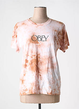 T-shirt sérigraphie manches courtes rose OBEY femme
