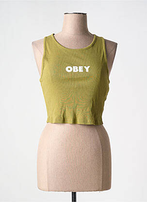 Débardeur sérigraphie sans manche vert OBEY femme