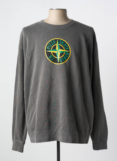 Sweat-shirt gris PIZZA SKATEBOARD pour homme