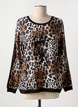 Sweat-shirt stretch manches longues marron MERI & ESCA femme
