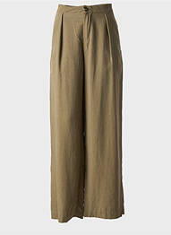 Pantalon large fermeture zippée sous rabat boutonné taille normale vert ARTLOVE femme