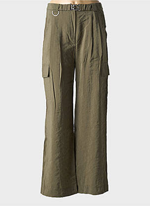 Pantalon droit tissage popeline taille normale vert LA PETITE FRANCAISE femme