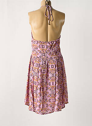 Robe mi-longue imprimé fleurs fines bretelles violet NÜD femme