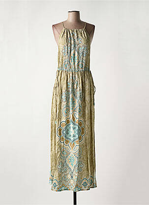 Robe longue imprimé fleurs sans manche vert NÜD femme