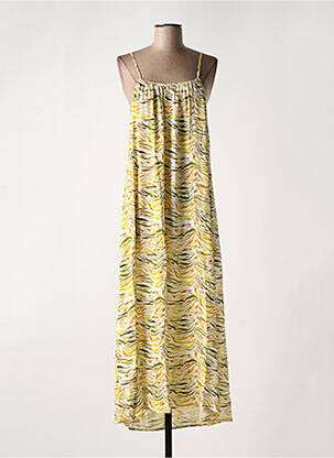 Robe longue tissage crêpe fines bretelles jaune ARTLOVE femme