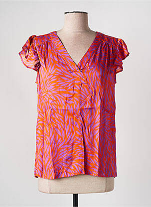 Blouse imprimé fantaisie manches courtes orange LA PETITE FRANCAISE femme