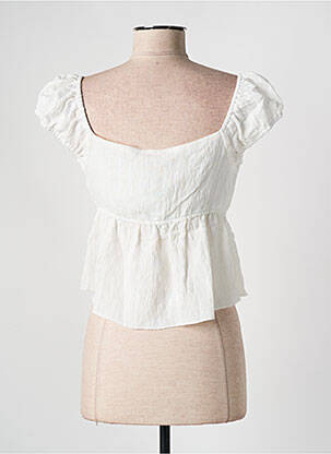 Top col carré manches courtes beige NÜD femme
