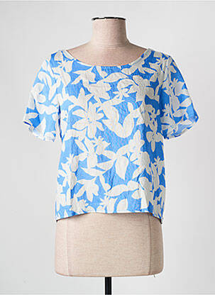 Top tissage crêpe manches courtes bleu LILI SIDONIO femme