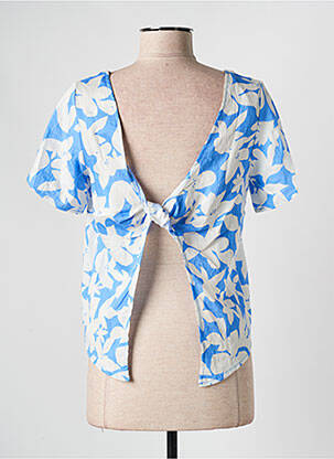 Top tissage crêpe manches courtes bleu LILI SIDONIO femme