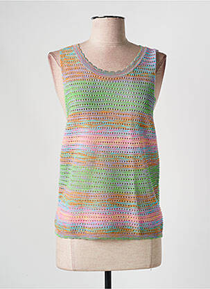 Pull maille ajourée sans manche vert LILI SIDONIO femme