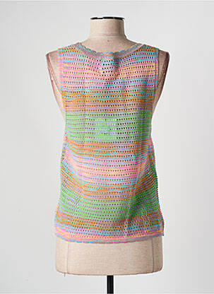 Pull maille ajourée sans manche vert LILI SIDONIO femme