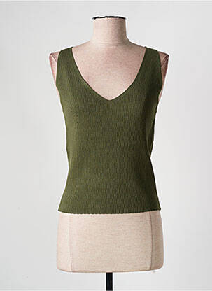 Pull coupe cintrée sans manche vert LILI SIDONIO femme