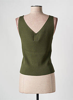 Pull coupe cintrée sans manche vert LILI SIDONIO femme