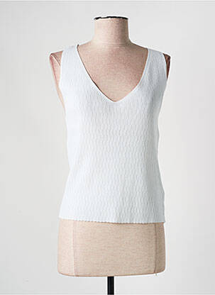 Pull coupe cintrée sans manche blanc LILI SIDONIO femme