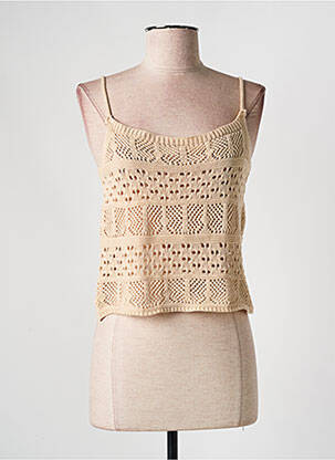 Pull maille ajourée fines bretelles beige NÜD femme
