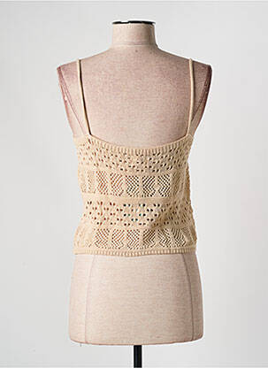 Pull maille ajourée fines bretelles beige NÜD femme