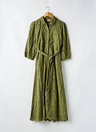 Robe longue coupe cintrée manches 3/4 vert GOA femme