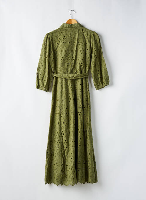 Robe longue coupe cintrée manches 3/4 vert GOA femme
