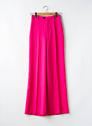 Pantalon large fermeture zippée sous rabat boutonné taille normale rose ZARA femme