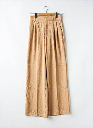 Pantalon large tissage popeline taille normale beige ZARA femme