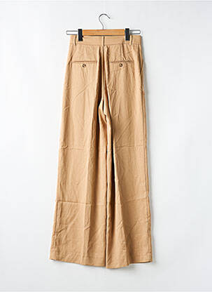 Pantalon large tissage popeline taille normale beige ZARA femme