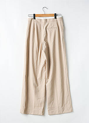 Pantalon large fermeture zip latéral taille normale beige ZARA femme