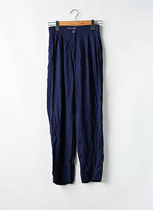 Pantalon droit tissage popeline taille normale bleu VINTAGE LOVE femme