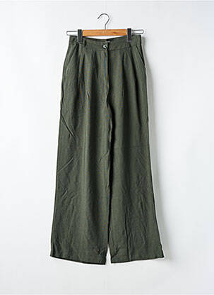 Pantalon droit fermeture zippée sous rabat boutonné taille normale vert VINTAGE LOVE femme