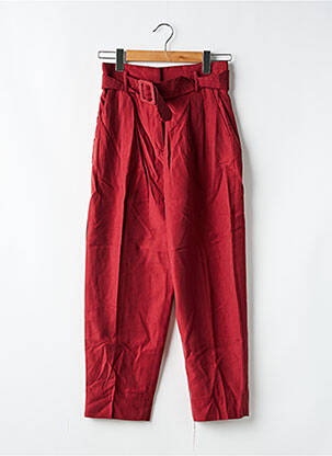 Pantalon droit tissage popeline taille normale rouge H&M femme