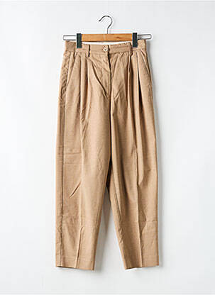 Pantalon droit tissage popeline taille normale beige H&M femme