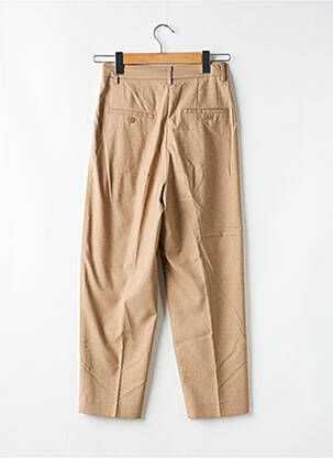 Pantalon droit tissage popeline taille normale beige H&M femme