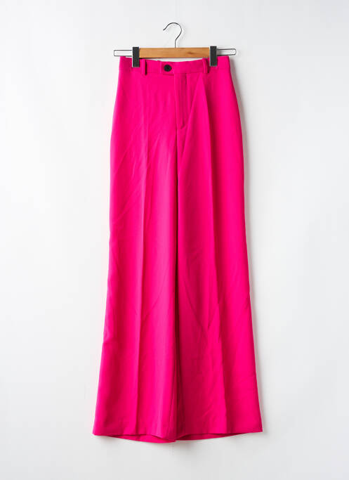 Pantalon large fermeture zippée sous rabat boutonné taille normale rose ZARA femme