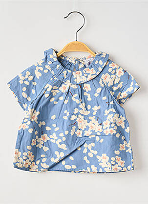 Blouse coupe évasée manches courtes bleu PETIT BATEAU fille