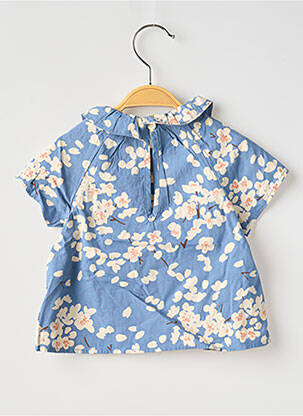 Blouse coupe évasée manches courtes bleu PETIT BATEAU fille